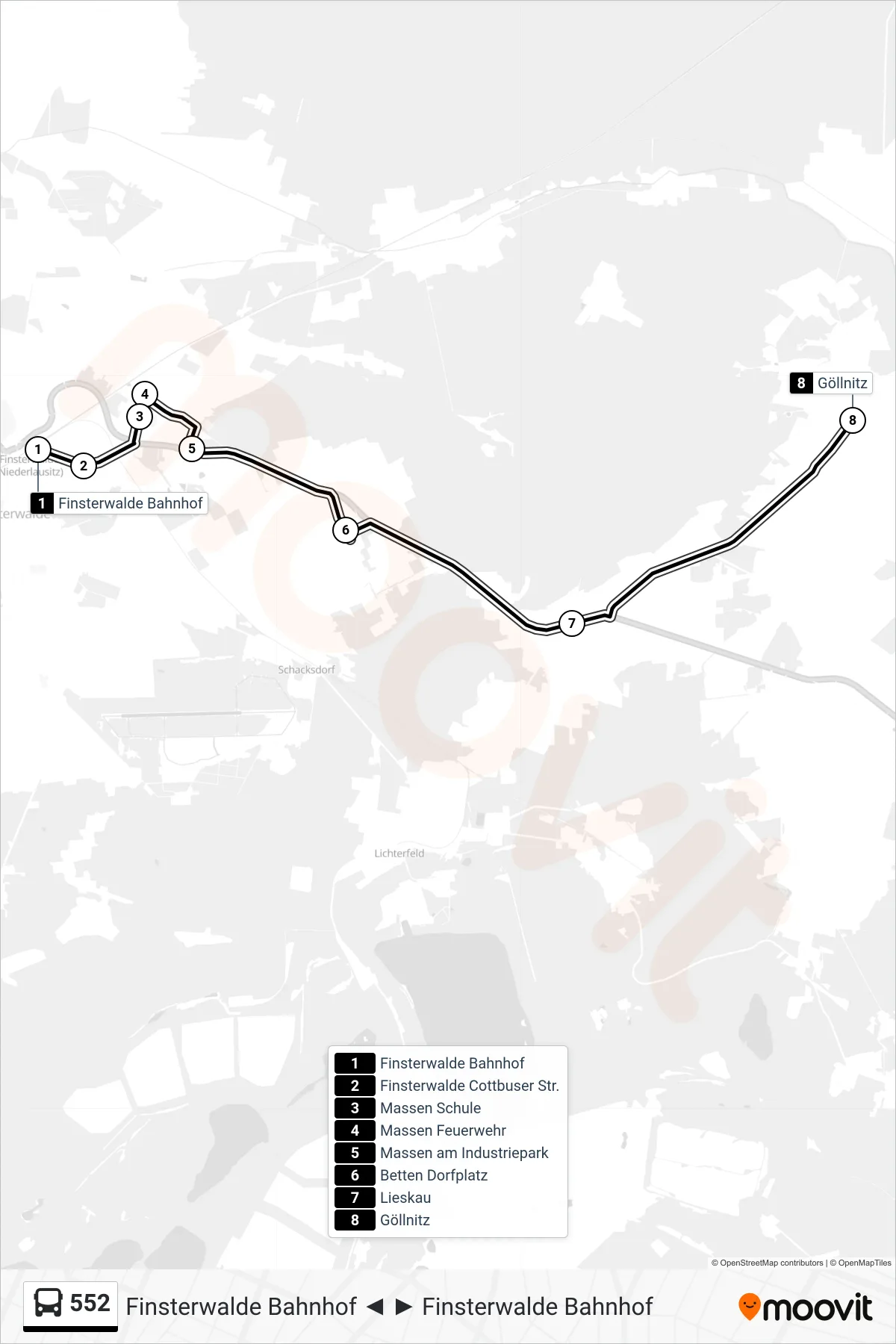 Linie 552 (Bus) Richtung Göllnitz: Route und Haltestellen auf der Karte