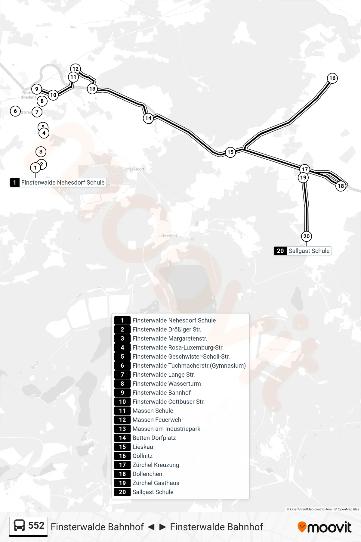 Linie 552 (Bus) Richtung Sallgast Schule: Route und Haltestellen auf der Karte