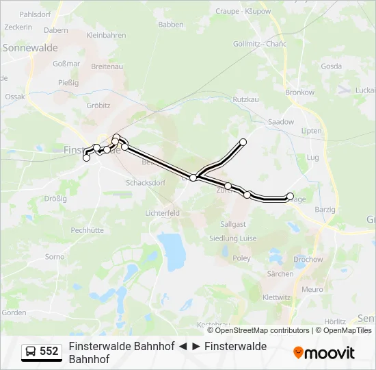 Автобус 552: карта маршрута
