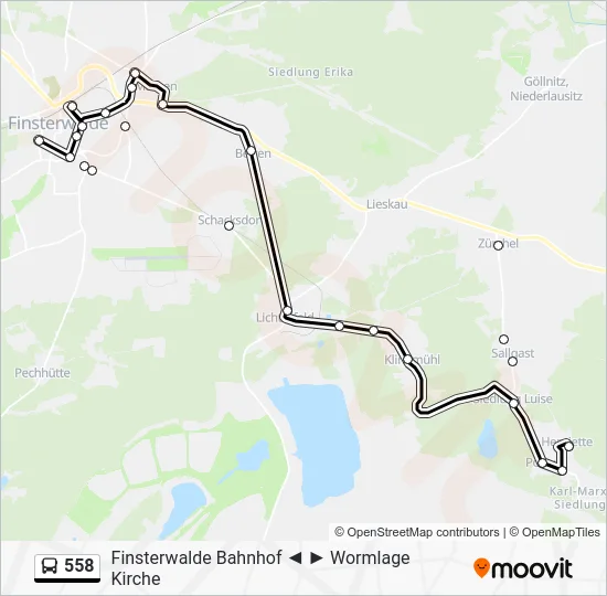 Автобус 558: карта маршрута