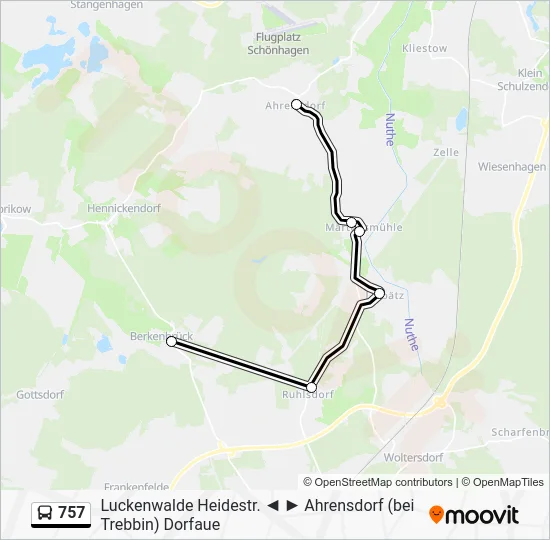Автобус 757: карта маршрута