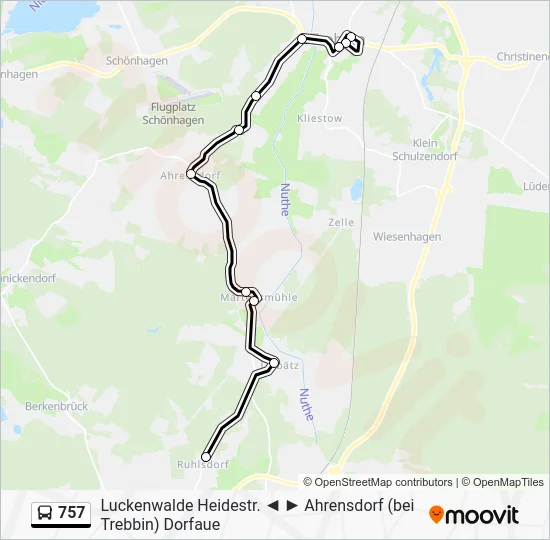 Автобус 757: карта маршрута