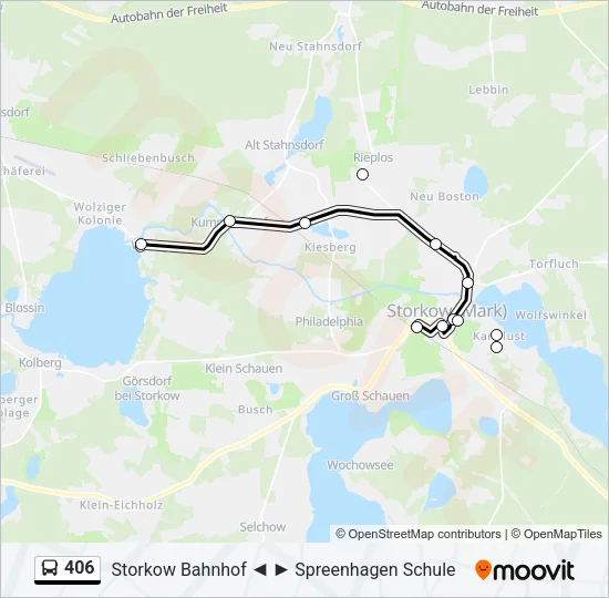 406 Bus Line Map