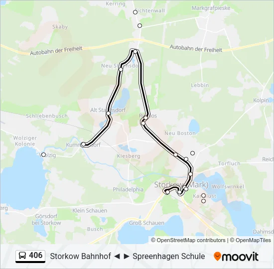 406 Bus Line Map