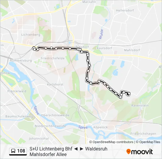 Buslinie 108 Karte