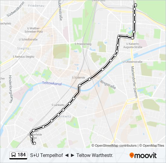 184 bus Line Map