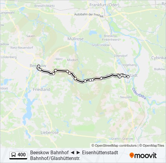 Автобус 400: карта маршрута