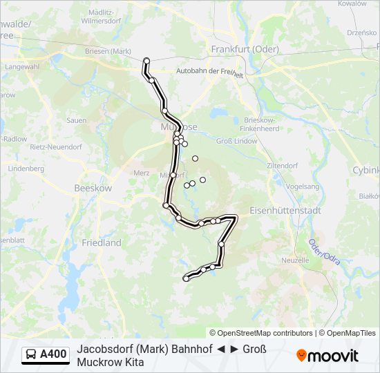 Buslinie A400 Karte