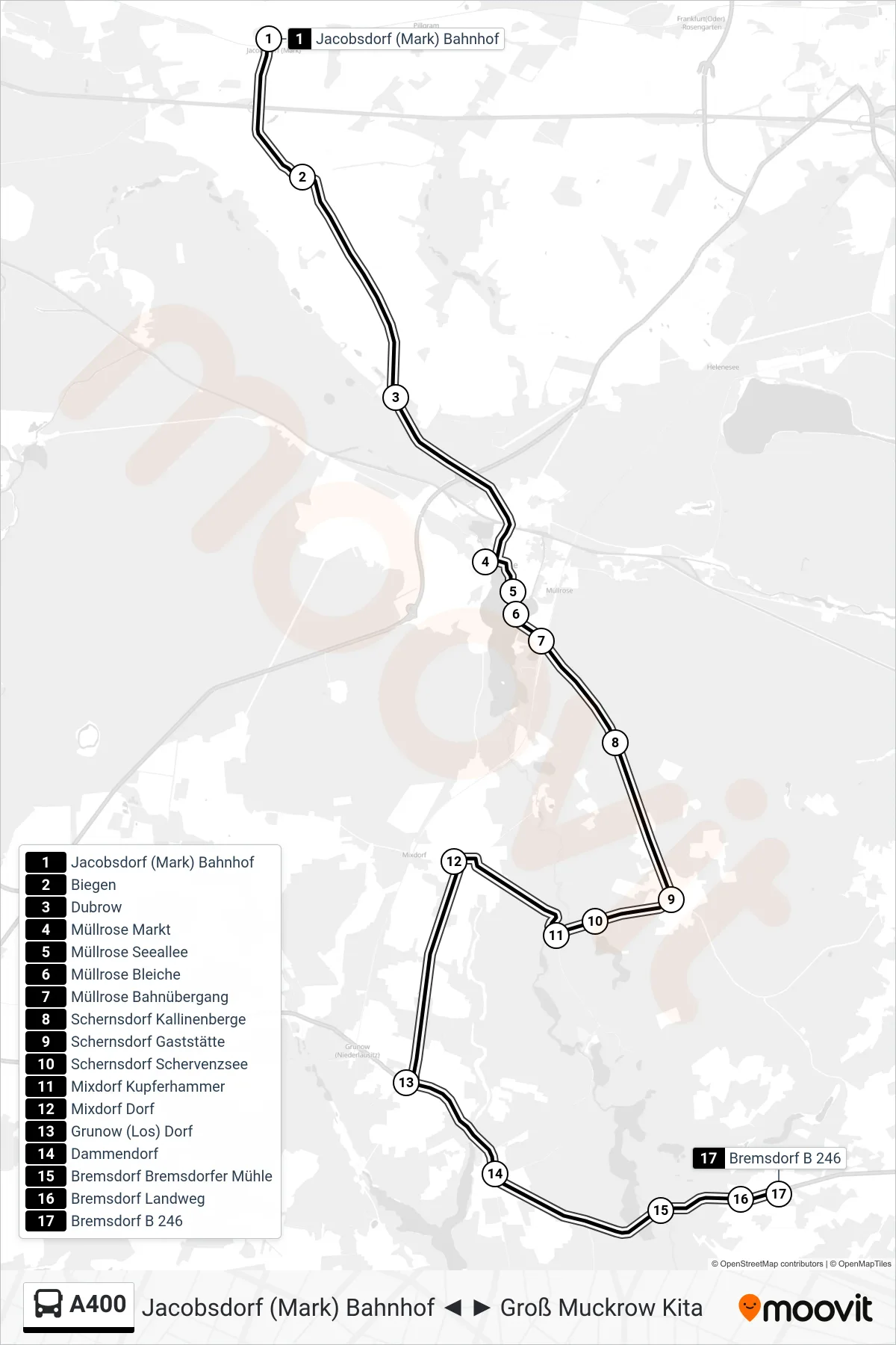Linie A400 (Bus) Richtung Bremsdorf B 246: Route und Haltestellen auf der Karte