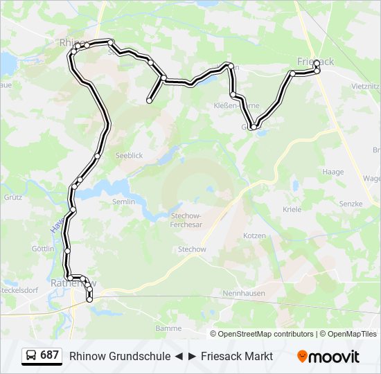 687 bus Line Map