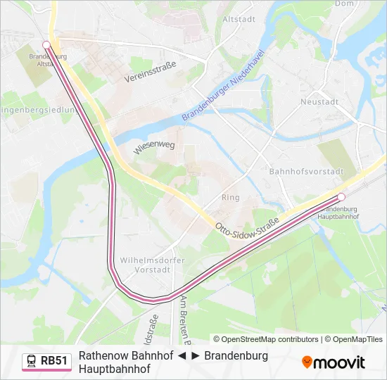Поезд RB51: карта маршрута