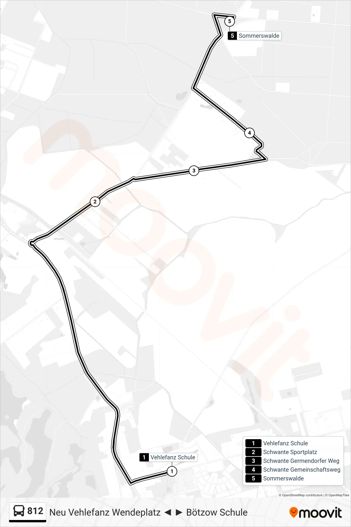 Linie 812 (Bus) Richtung Sommerswalde: Route und Haltestellen auf der Karte