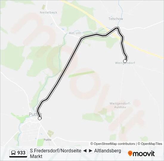 Автобус 933: карта маршрута