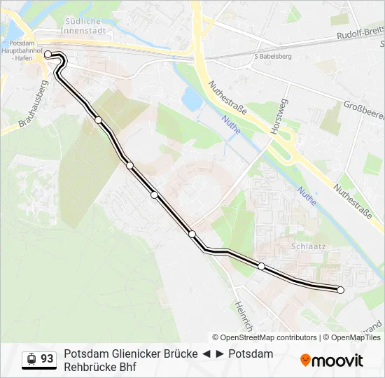 Трамвай 93: карта маршрута