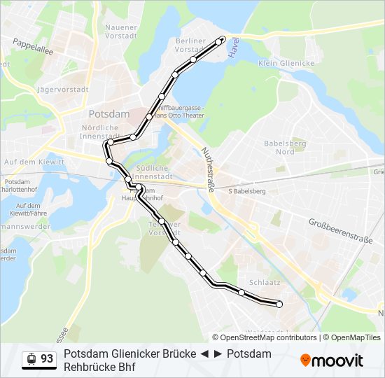 Трамвай 93: карта маршрута