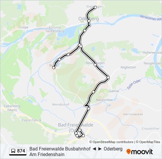 874 bus Line Map