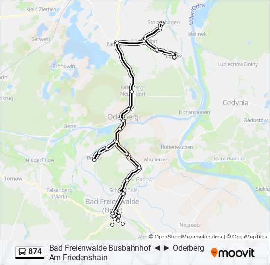 874 bus Line Map