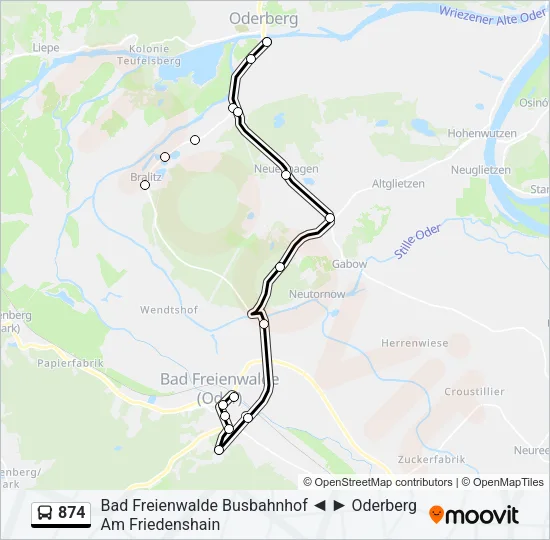 874 Bus Line Map
