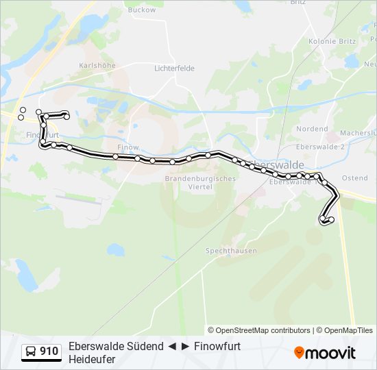 Автобус 910: карта маршрута