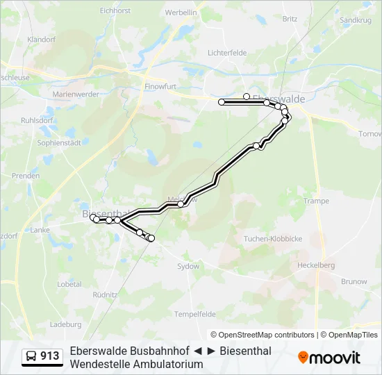 913 Bus Line Map