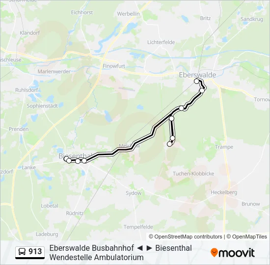 913 Bus Line Map