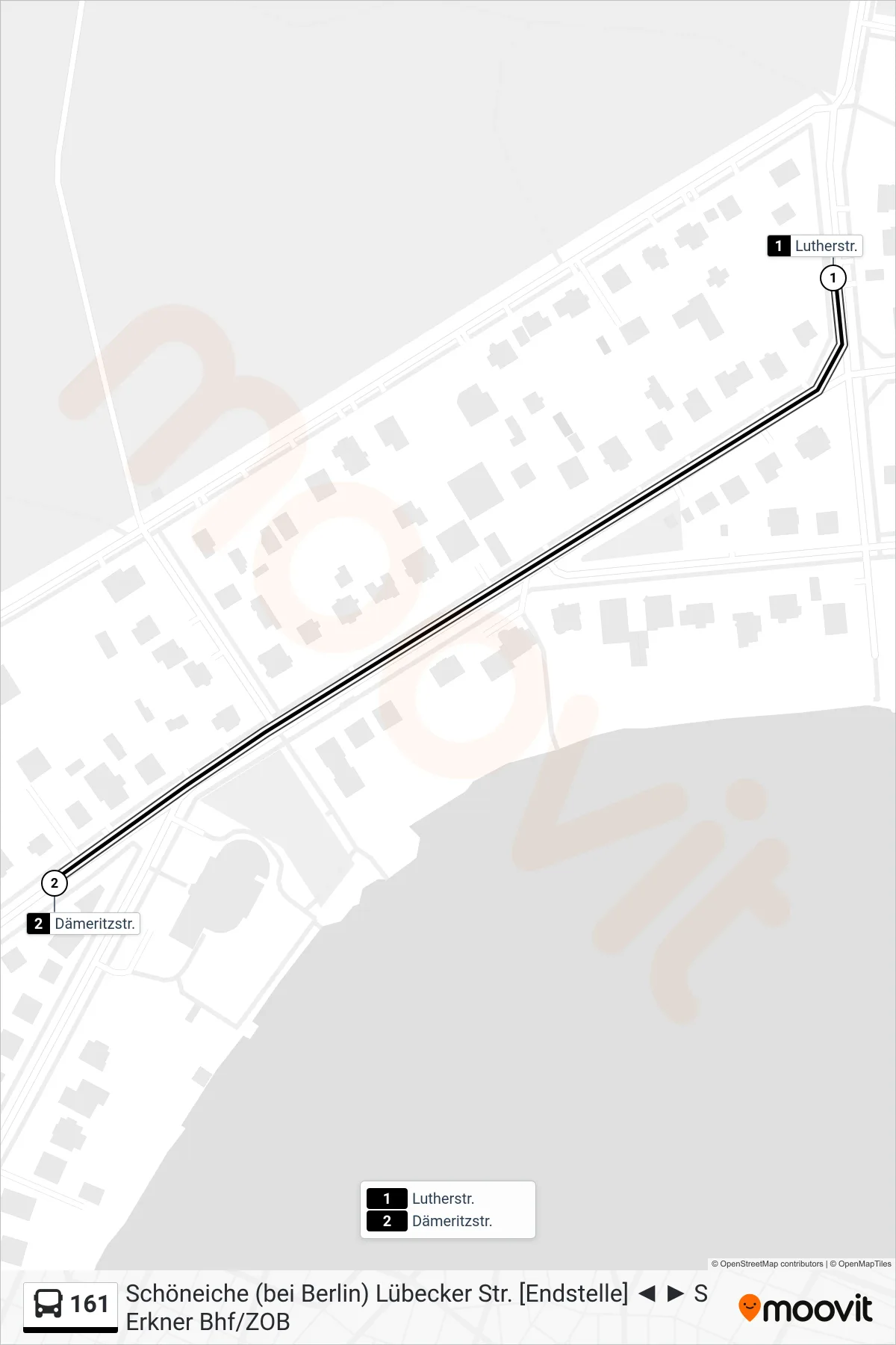 Linie 161 (Bus) Richtung Dämeritzstr.: Route und Haltestellen auf der Karte
