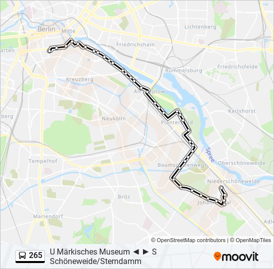 265 Route: Schedules, Stops & Maps - S Schöneweide/Sterndamm (Updated)