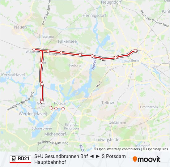 Bahnlinie RB21 Karte