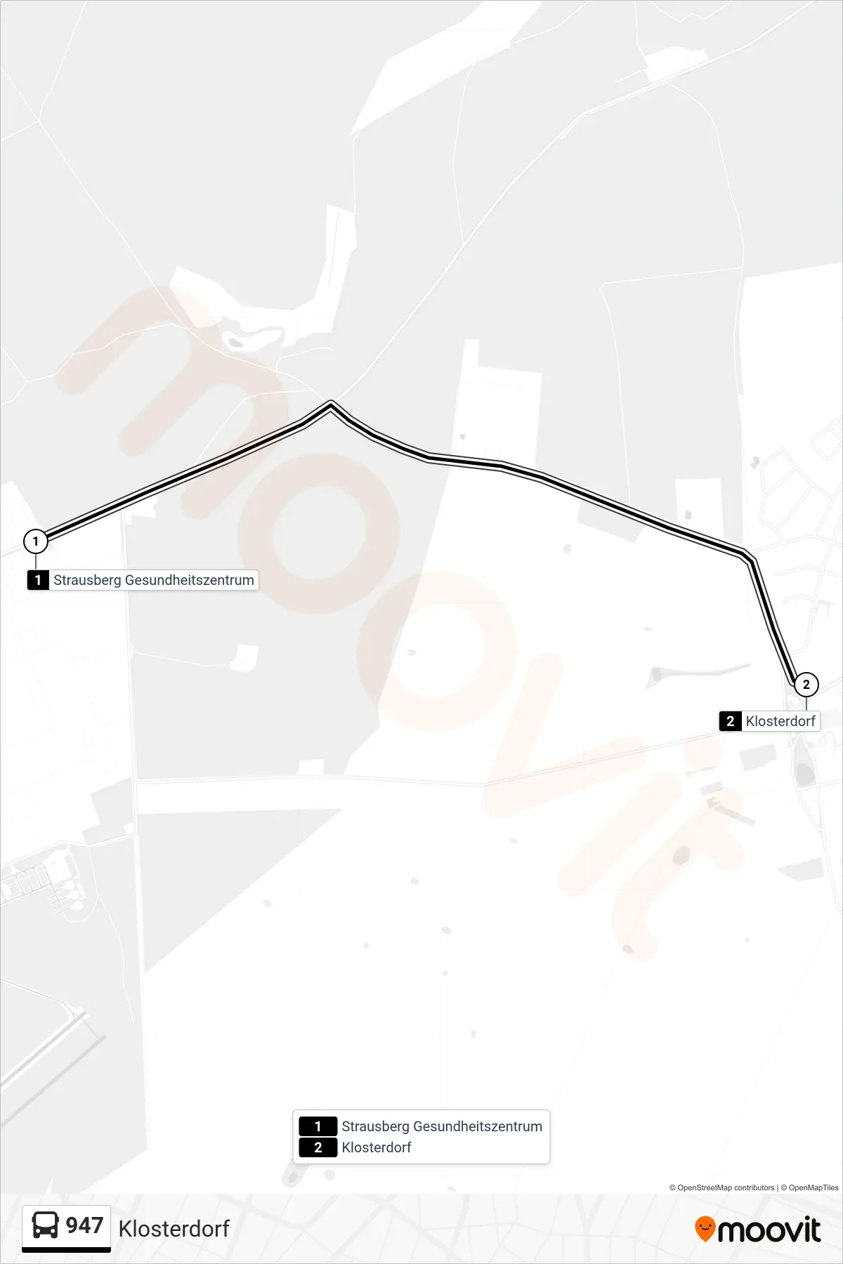 Linie 947 (Bus) Richtung Klosterdorf: Route und Haltestellen auf der Karte