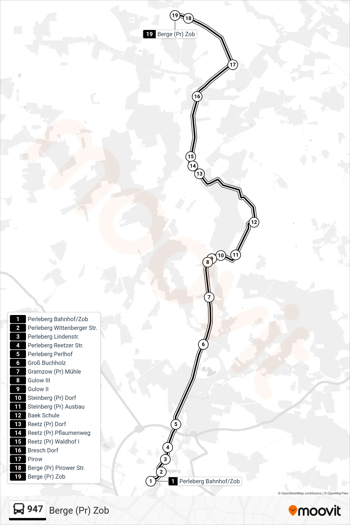 Linie 947 (Bus) Richtung Berge (Pr) Zob: Route und Haltestellen auf der Karte
