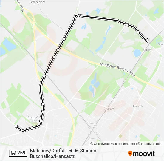 Автобус 259: карта маршрута