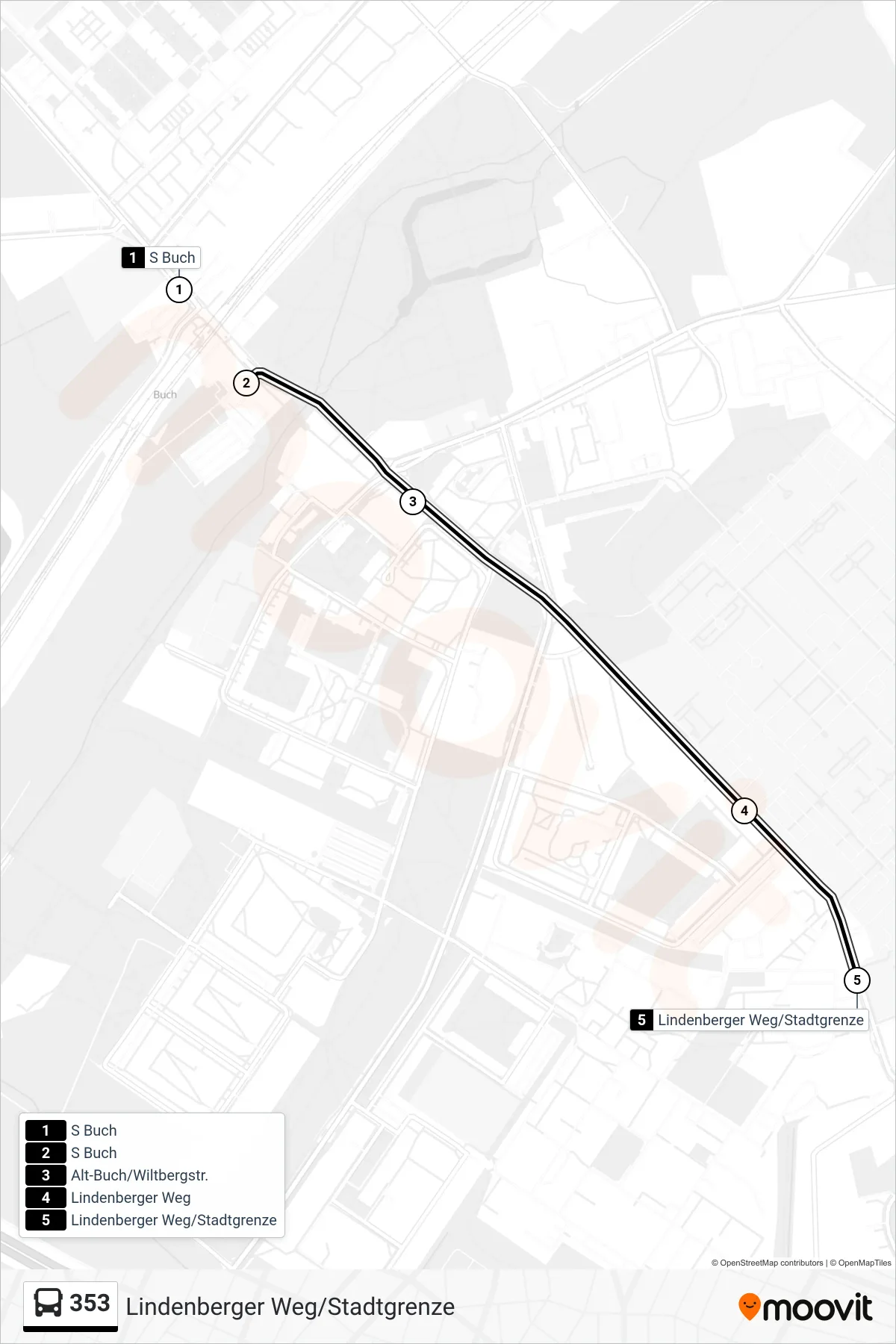 Linie 353 (Bus) Richtung Lindenberger Weg/Stadtgrenze: Route und Haltestellen auf der Karte