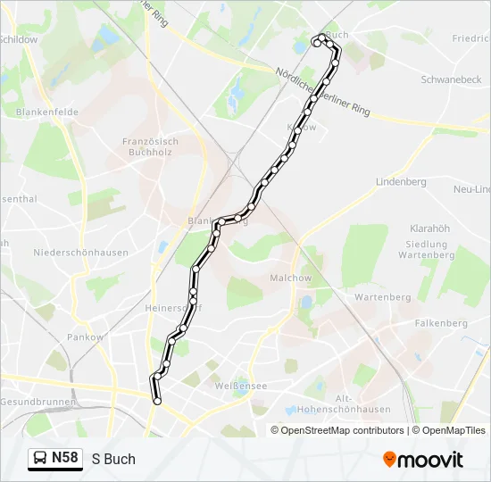 N58 Bus Line Map