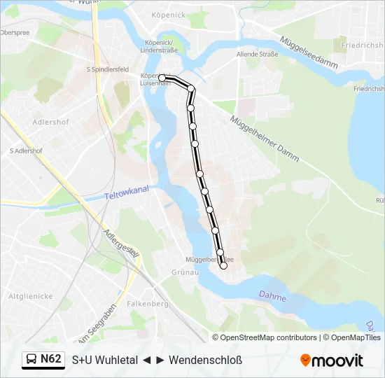 N62 Bus Line Map