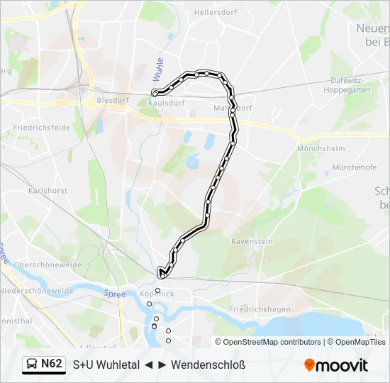 N62 Bus Line Map