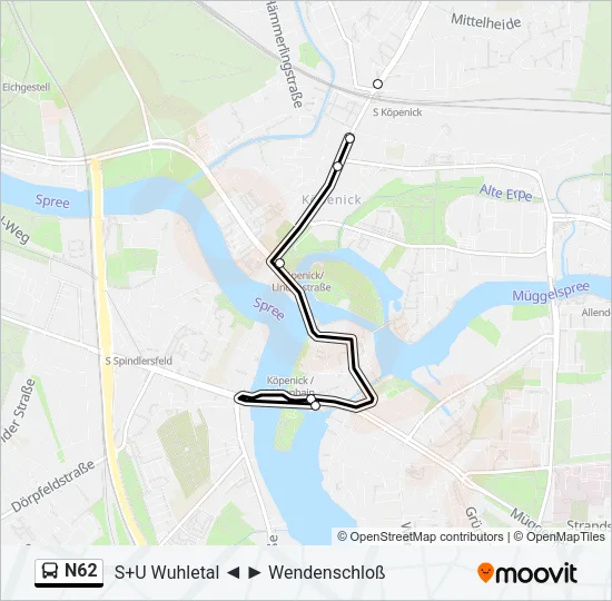 N62 Bus Line Map