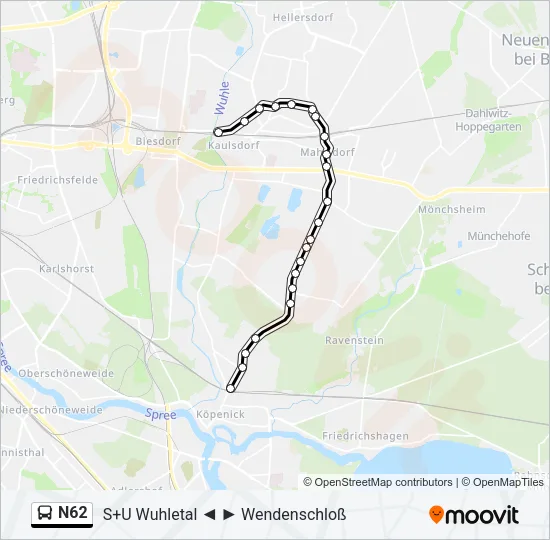 N62 Bus Line Map