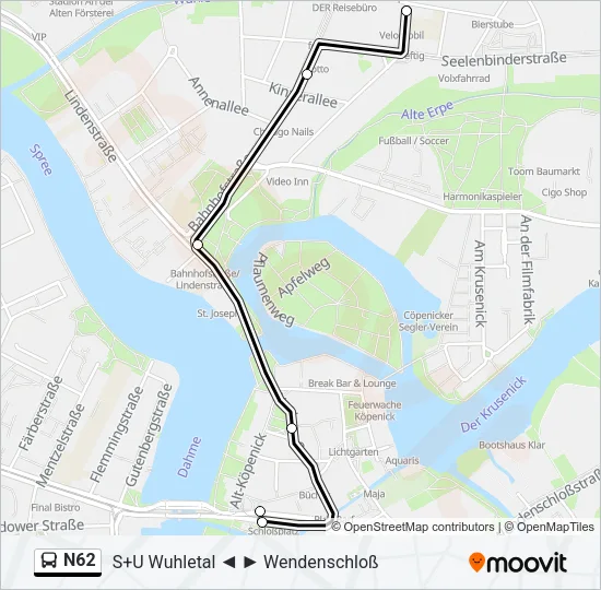N62 Bus Line Map