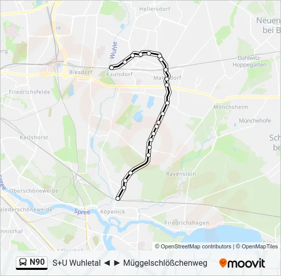 N90 Bus Line Map