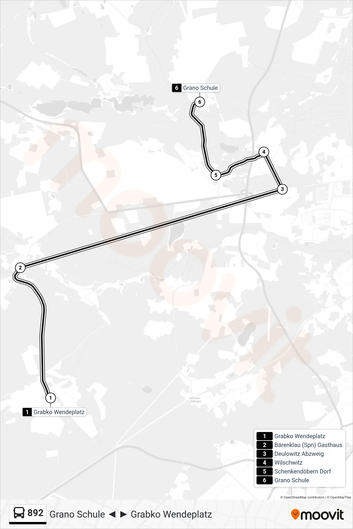 Linie 892 (Bus) Richtung Grano Schule: Route und Haltestellen auf der Karte