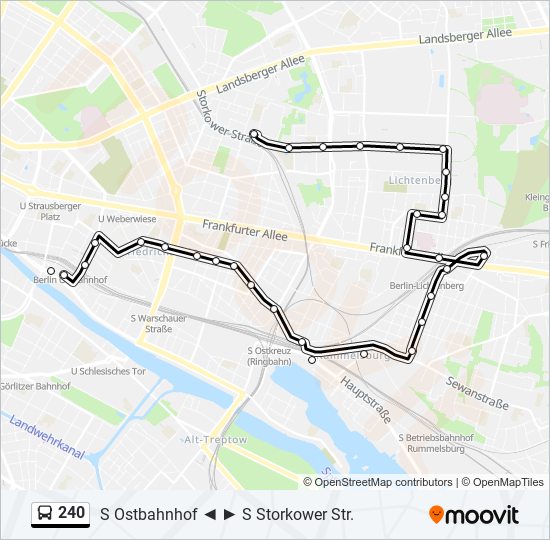 240 Route: Fahrpläne, Haltestellen & Karten - S Storkower Str ...