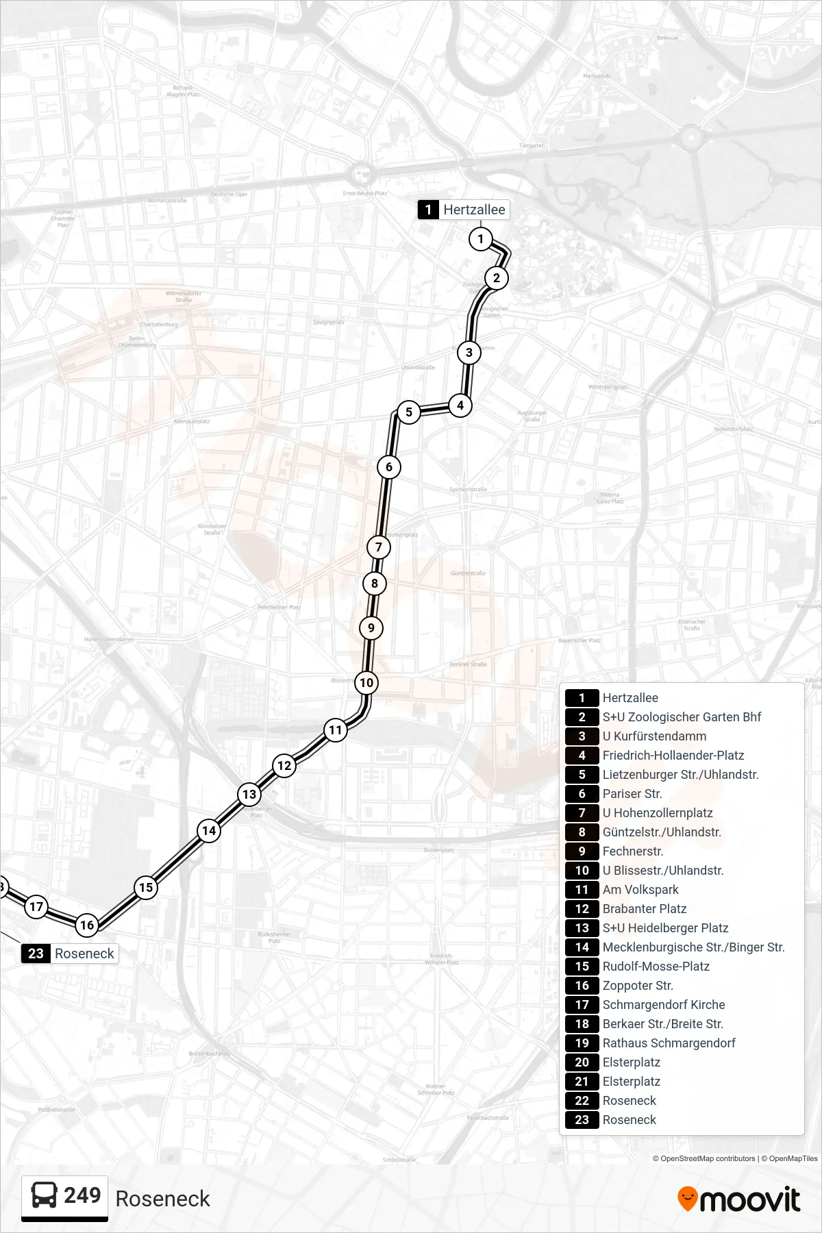 Linie 249 (Bus) Richtung Roseneck: Route und Haltestellen auf der Karte