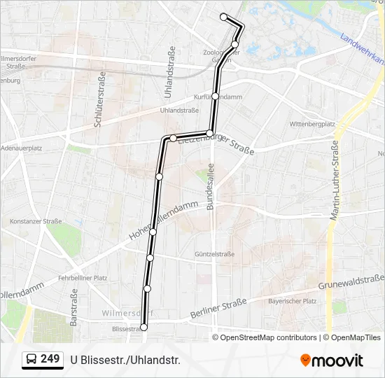 Buslinie 249 Karte