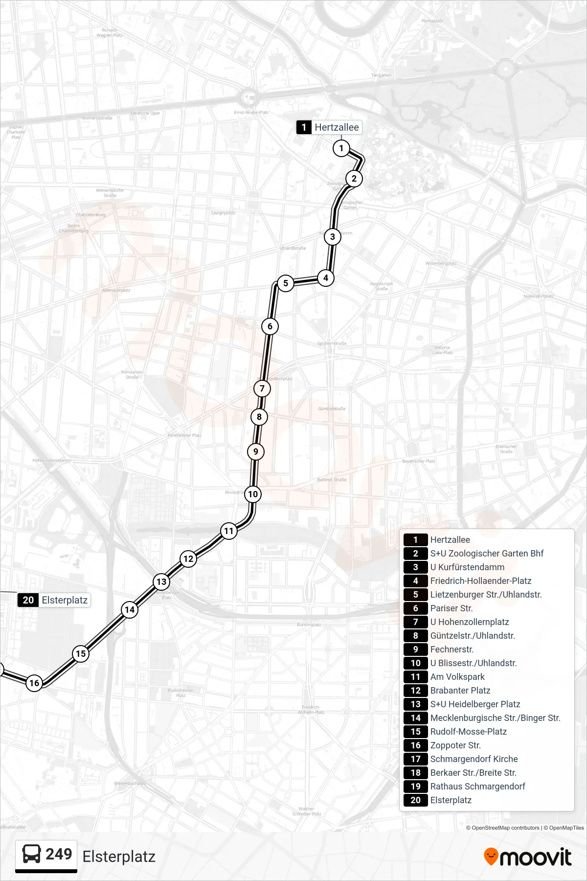 Linie 249 (Bus) Richtung Elsterplatz: Route und Haltestellen auf der Karte