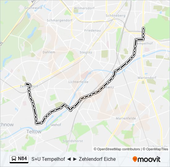 N84 bus Line Map