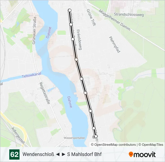 Трамвай 62: карта маршрута