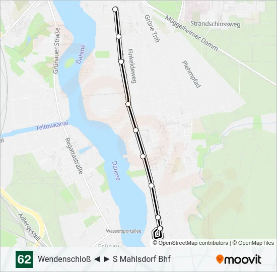 Трамвай 62: карта маршрута