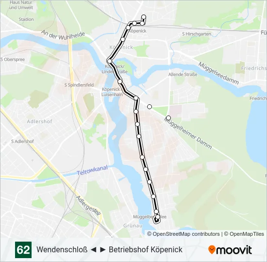 Трамвай 62: карта маршрута