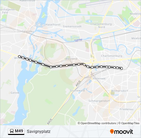 M49 bus Line Map