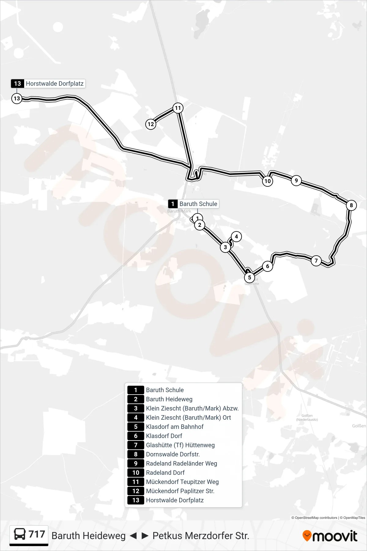 Linie 717 (Bus) Richtung Horstwalde Dorfplatz: Route und Haltestellen auf der Karte